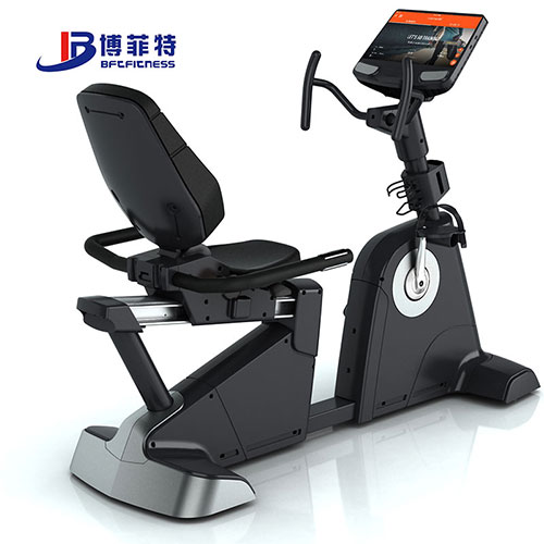 大屏商用自發(fā)電臥式健身車 15.6觸摸屏背靠式健身車工廠批發(fā)